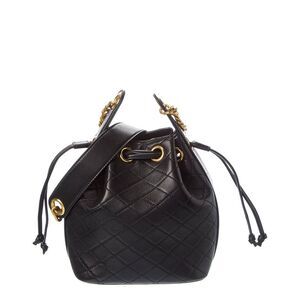 Saint Laurent Joe Mini Quilted Leather Bucket Bag, Black
